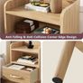 Bedside Table Set of 2, Nightstand, Side Table, Wooden Sofa End Table with Fabric Drawer, Open Shelf, Solid Wood Legs, 39x29x63 cm, for Bedroom, Living Room, Natural Image 6