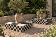 Black &amp; White Checkerboard Plinth Display Pedestal