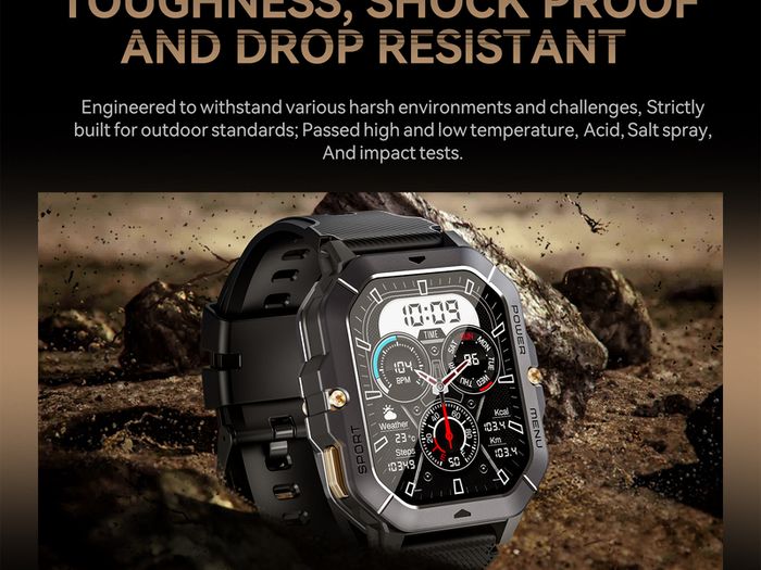 Smart Watch 5ATM Waterproof Inch Full HD Military Watch with Blood Pressure, Smart Watch Men with Heart Rate SpO2 Sleep Monitor Pedometer, 100+ Sports Modes Sports Watch