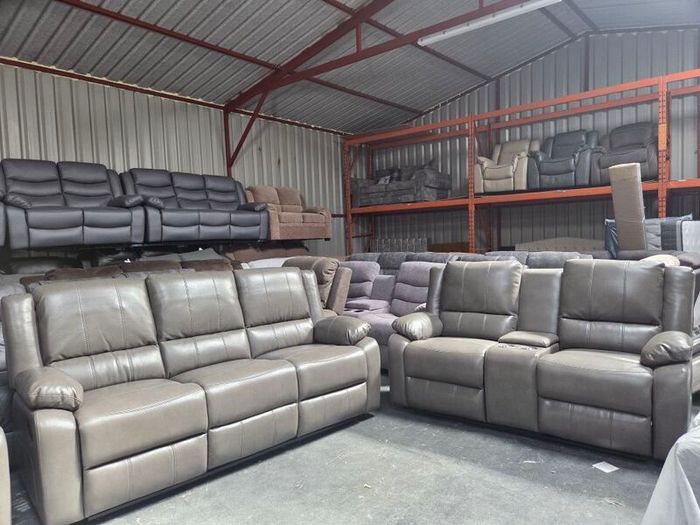Grey Or Black 3+2+1 Leather All Recliner Sofa Sets