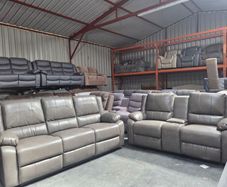 Grey Or Black 3+2+1 Leather All Recliner Sofa Sets