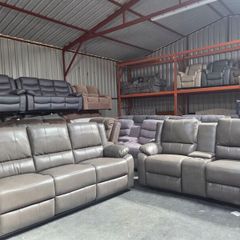 Grey Or Black 3+2+1 Leather All Recliner Sofa Sets