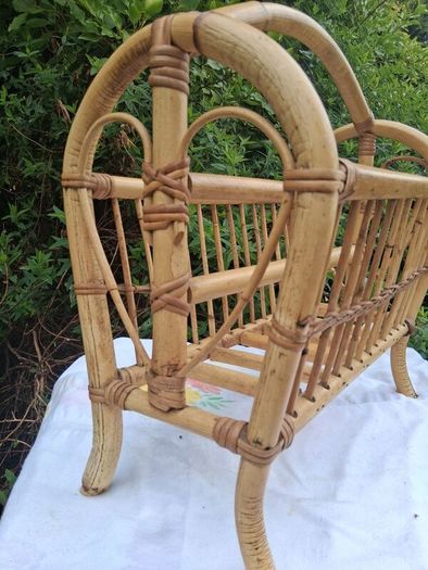 Vintage Bamboo and Rattan Magazine Rack