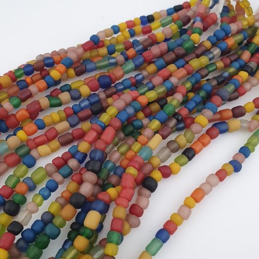 Vintage African Style MultiColor 4-5.5mm Glass Beads Necklace Strands
