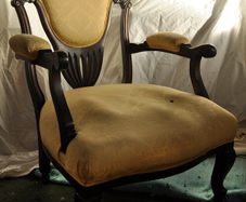 Antique Yellow brocade and mahogany chair