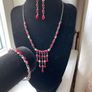 Crystal and Iridescent Necklace, Matching Bracelet and Earrings Image 3