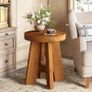 Set of 2 Round Solid Wood Side Tables, 50 cm, Rustic Walnut Finish, Sturdy Wooden Bedside Tables for Living Room & Bedroom Image 4