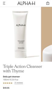 ALPHA-H Triple Action Cleanser with Thyme Brand new SEALED 200ml