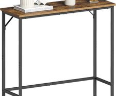 Console Table, Slim Console Tables for Hallway, Compact Sofa Table with Adjustable Feet, for Small Spaces Living Room, Bedroom, Entryway, Hall, Rustic Brown