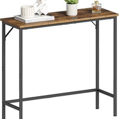 Console Table, Slim Console Tables for Hallway, Compact Sofa Table with Adjustable Feet, for Small Spaces Living Room, Bedroom, Entryway, Hall, Rustic Brown