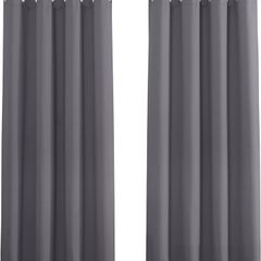 NEW SALE | Grey Blackout Curtains - Super Soft Curtains for Bedroom Eyelet Curtains 46 x 54-inch Drop Noise Reduce Curtains for Living Room/Home Office