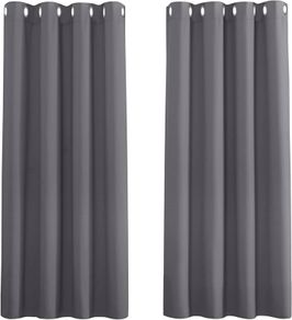 NEW SALE | Grey Blackout Curtains - Super Soft Curtains for Bedroom Eyelet Curtains 46 x 54-inch Drop Noise Reduce Curtains for Living Room/Home Office