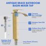 Antique Brass Waterfall Tall Basin Mixer Tap, Single Handle High Rise Bathroom Sink Mixer Tap, Square Monobloc Bathroom Faucet, 304 Stainless Steel Image 5