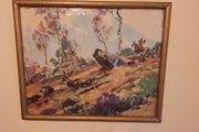 Stag in Flight Painting - Vintage