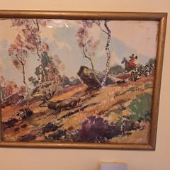 Stag in Flight Painting - Vintage