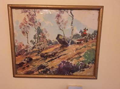 Stag in Flight Painting - Vintage