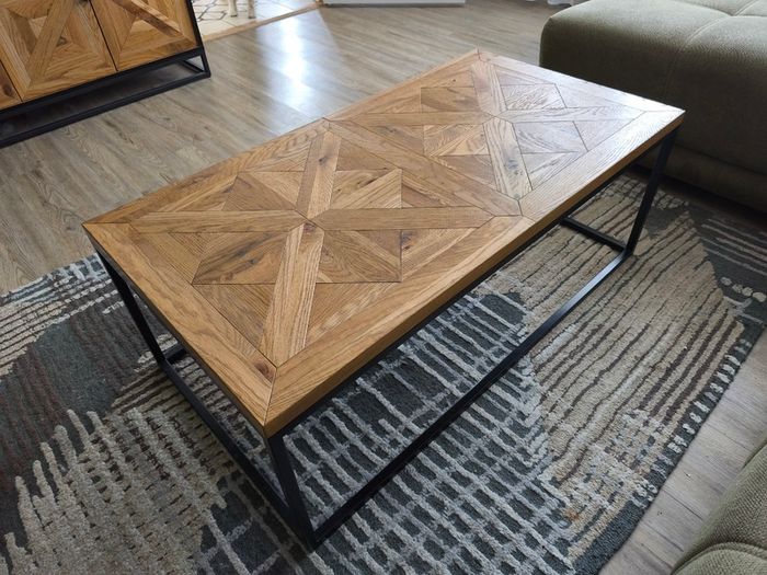 Oak cabinet with oak coffee table
