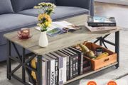 Farmhouse Coffee Table, Rectangle with Open Storage Compartmen