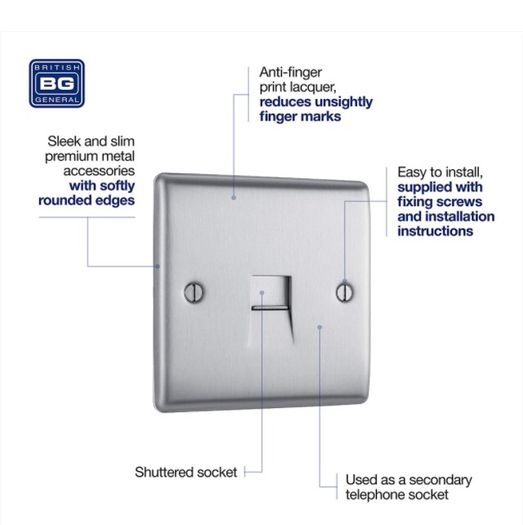 BG Electrical Brushed Steel wall outlets