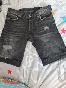 Men's black denim shorts