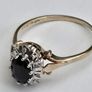 Vintage 9ct Yellow Gold Sapphire & Diamond Cluster Ring Image 4