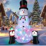 8ft Christmas Inflatable Snowman with Two Penguins, Image 2