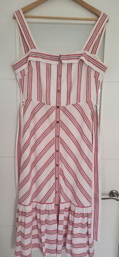 KARL LAGERFIELD Paris striped nautrical belted midi with gold tone button Sz 8 US (Fit 12UK) - Rrp 335 (New)