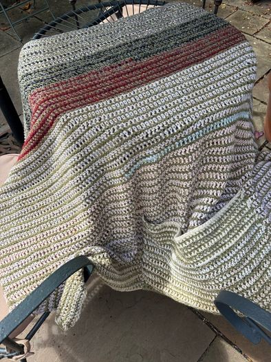 Gorgeous Hand Crochet Throw with large Pocket ( never used)