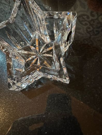 Vintage Waterford 5" Star Paperweight, Waterford 108044, Waterford Star Votive with Candle, Waterford Slanted Star Figure