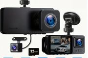 25322 Vavupo 3-Camera Dash Cam for Cars - 1080P Front &amp; Rear Recording, 5.08cm IPS Screen, G-Sensor, Night Vision