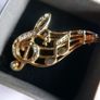 Vintage Jewelry Beautiful Gold Tone and Rhinestone Music / Notes on Staff / Music Lover Pin Brooch Image 3