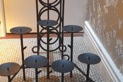 Heavy Wrought iron Metal Pillar Candle Holder and Wine Rack