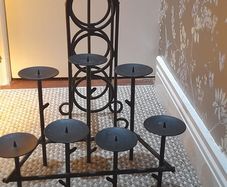 Wrought iron Metal Pillar Candle Holder and Wine Rack
