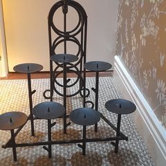 Wrought iron Metal Pillar Candle Holder and Wine Rack