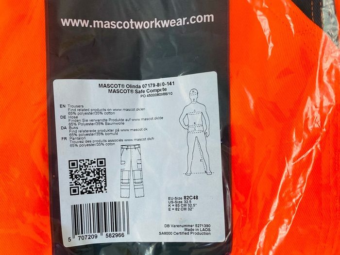 BRAND NEW Mascot hi-vis orange / navy work bottoms