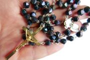Vintage Long vintage garnet crystal aurora borealis 5 decades Rosary