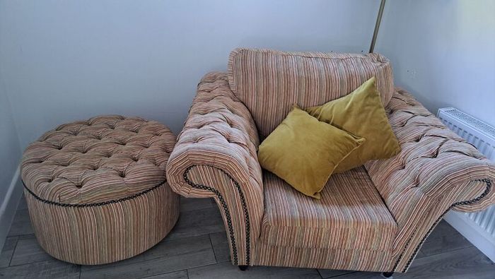 Unique Snuggle Chair and Foot Stool