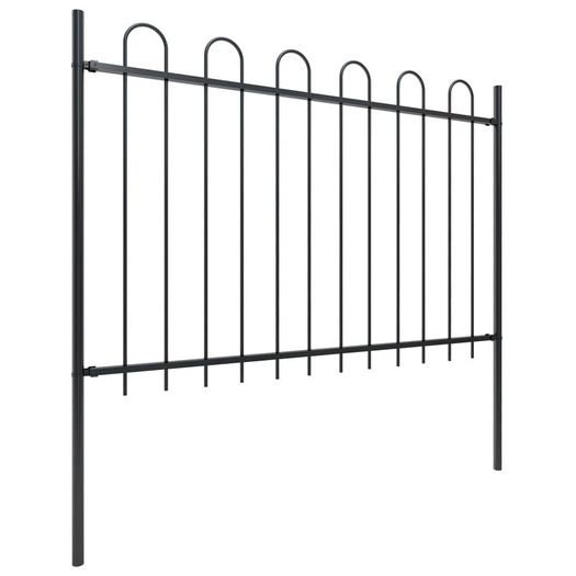 Garden Fence with Hoop Top Steel 10.2x1.2 m Black