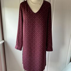 dress Tommy Hilfiger v neck long sleeve tunic size dress burgundy medium