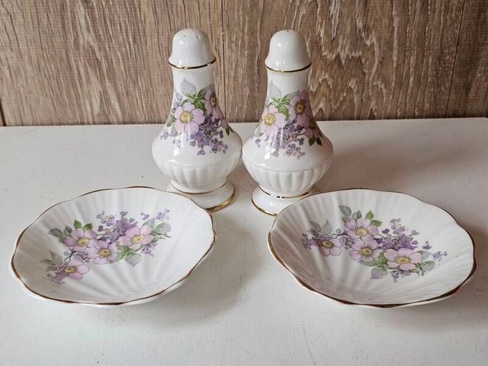 Royal Tara Irish Blossom Salt & Pepper Shakers and Two Shell Dishes