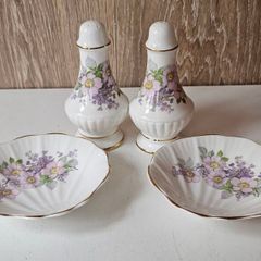 Royal Tara Irish Blossom Salt & Pepper Shakers and Two Shell Dishes