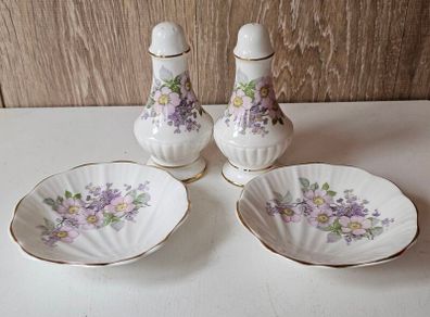 Royal Tara Irish Blossom Salt & Pepper Shakers and Two Shell Dishes