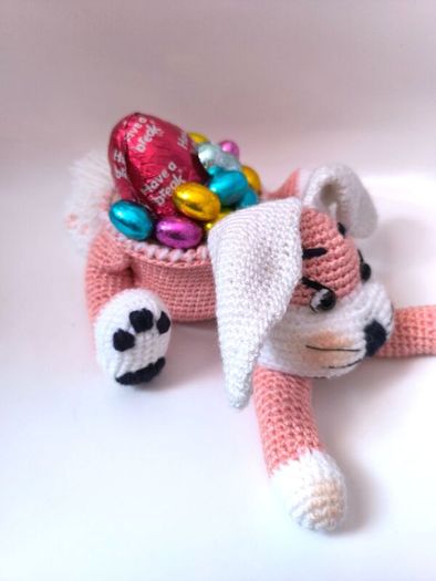 Handmade Crochet Bunny Basket Easter Gift Organizer No Contents