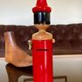 Vintage Tall Wooden Pinocchio Coin Bank with Lock and Keys Red Hand Painted Italy 29 cm Image 5