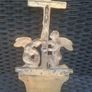 Antique solid Brass Holy Water Font Crucifix and Angels Image 7