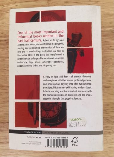 Zen & The Art of Motorcycle Maintenance By Robert M Pirsig 40th Anniversary edition