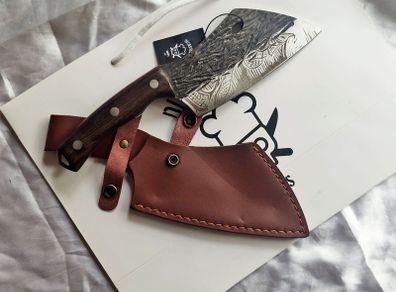 Serbian Cleaver Knife 6inc Tribal Engraved By Di'Casteel