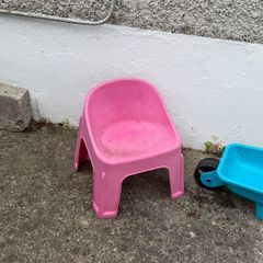kids chair and toy wheel barrow
