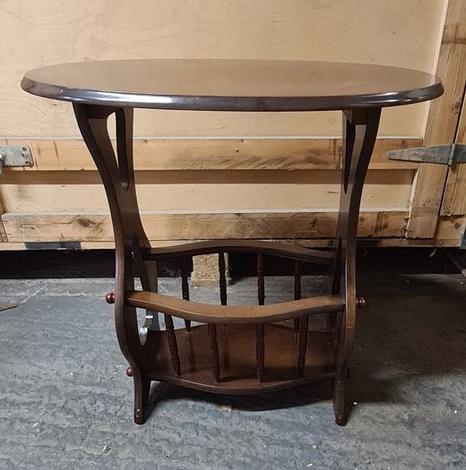 Vintage Oval Coffee Table with Lower Magazine Shelf