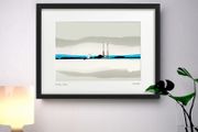 Calm Day, Poolbeg,Black frame by artist Helen Mathews